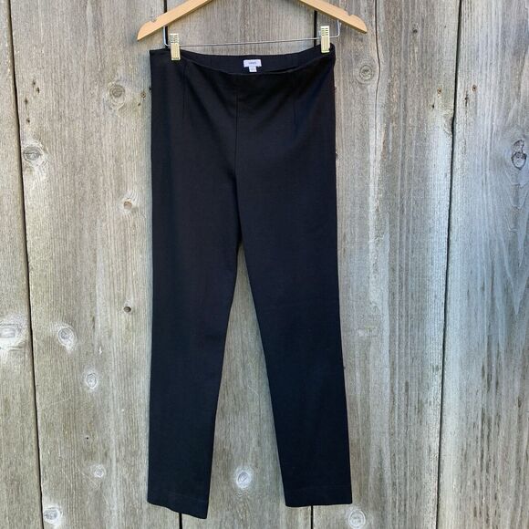 VINCE Navy Blue STITCH FRONT SEAM PONTE LEGGINGS Side Zip Pants Sz Medium - Picture 2 of 6